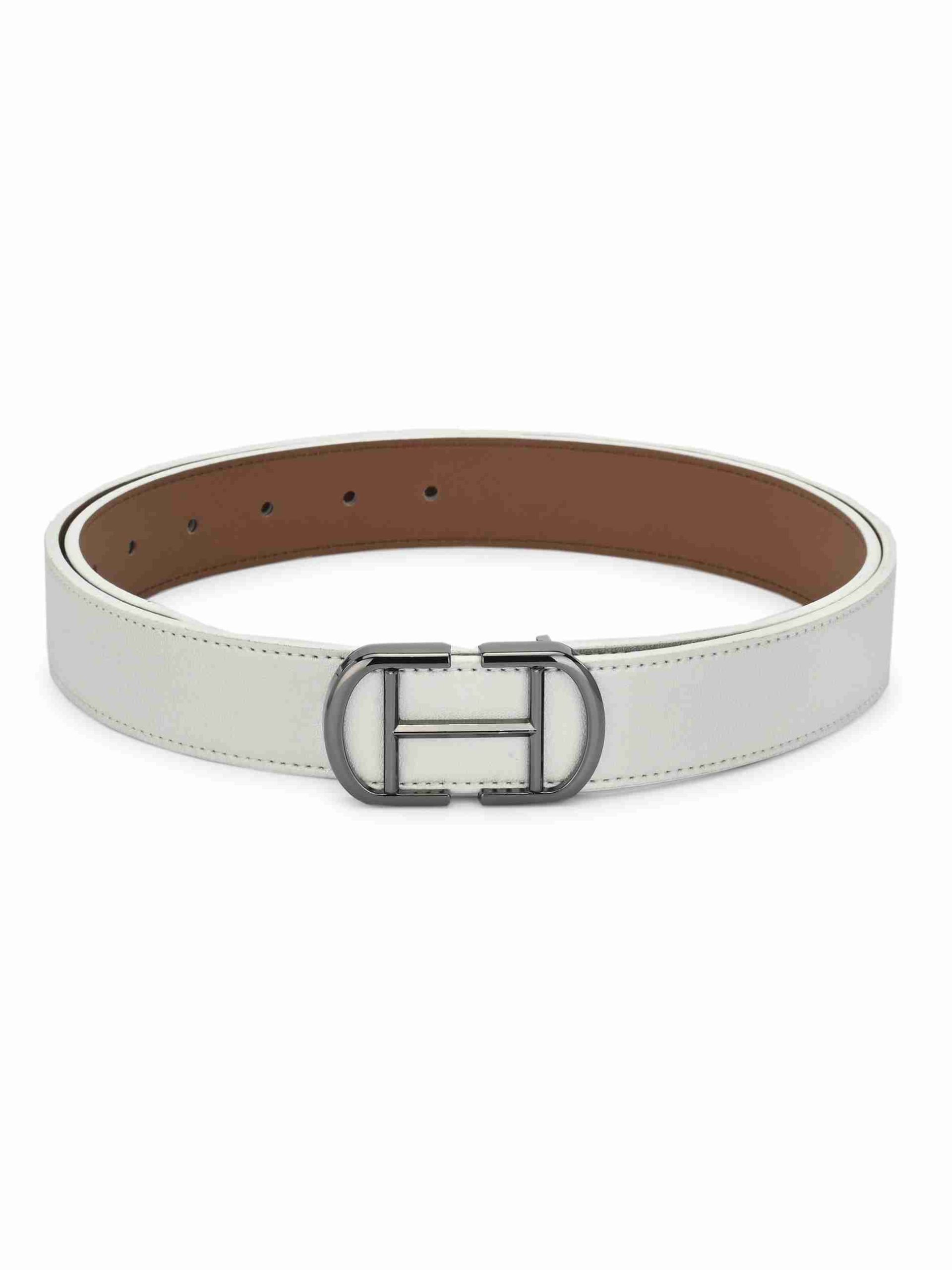 TEXAS LEATHER FINISH PU SILVER BELT - CALVADOSS