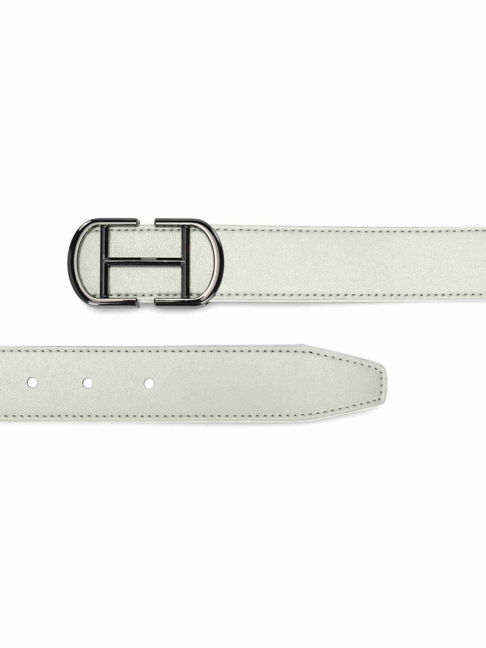 TEXAS LEATHER FINISH PU SILVER BELT - CALVADOSS