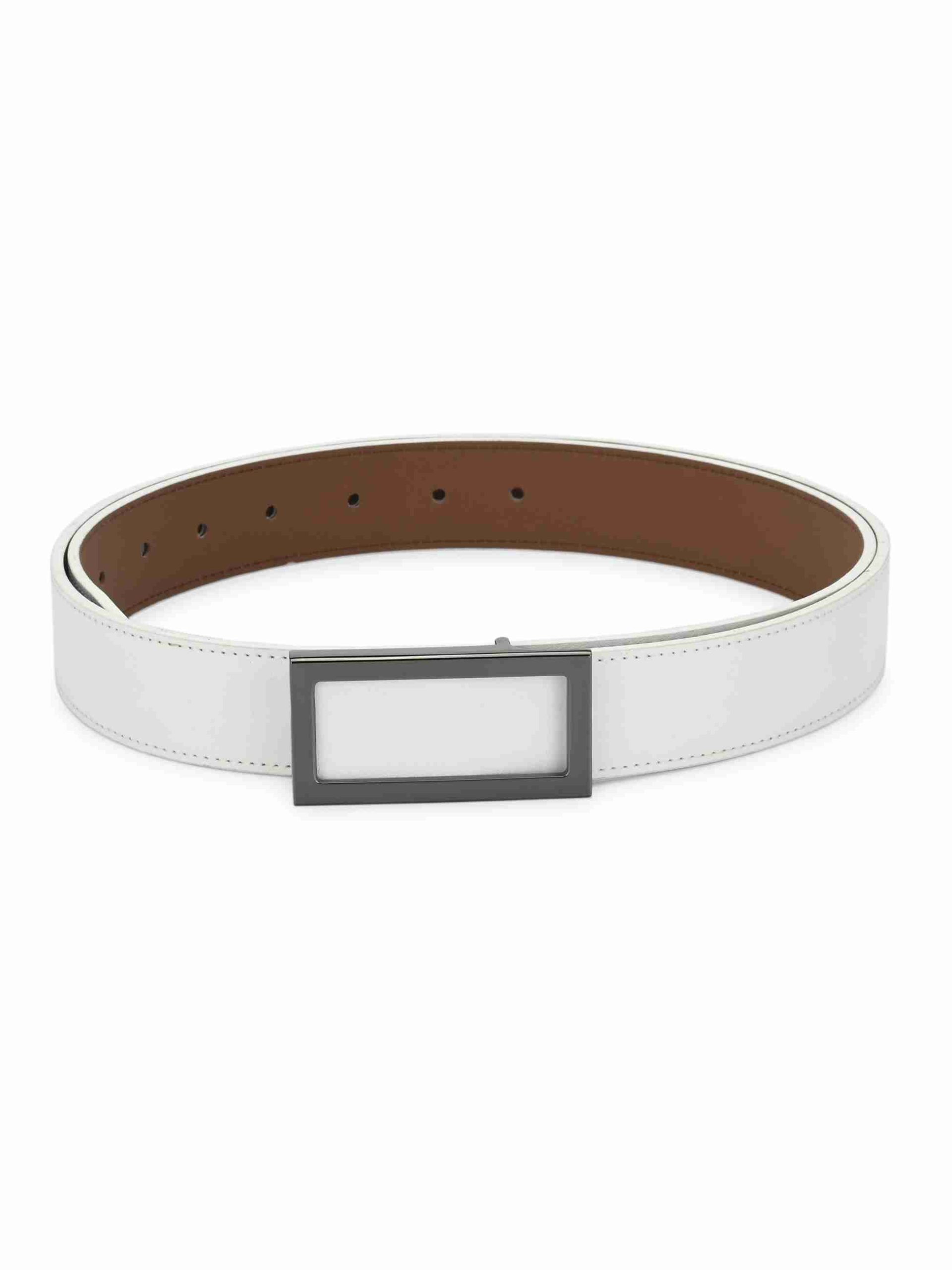TEXAS LEATHER FINISH PU WHITE BELT