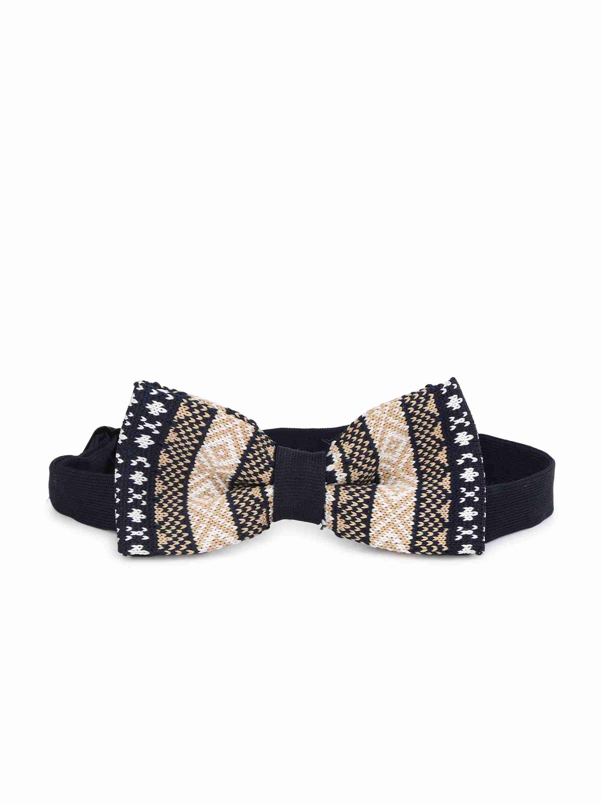Premium Blue Beige Knitted BowTie