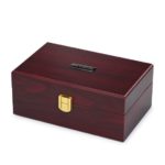 Premium Wooden box Combo set with Microfiber broad Tie and Pocket Square with Diamond shaped color Cufflinks