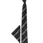 Premium checked broad Tie and Pocket Square Comb