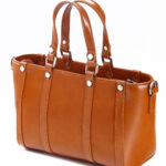 Women Tan Leather Structured Handbag