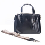 Women Black Leather Structured Handbag