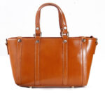 Women Tan Leather Structured Handbag