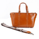 Women Tan Leather Structured Handbag