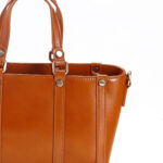 Women Tan Leather Structured Handbag