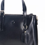 Women Black Leather Structured Handbag