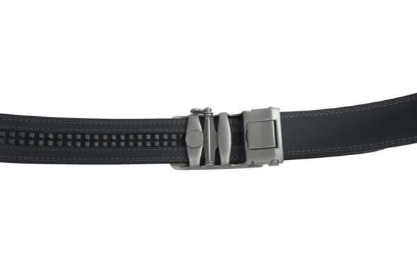 Men Premium Comfort Fit Silver Solid Gear PU Belt - Image 4