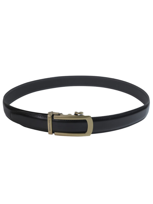 Men Premium Comfort Fit Antique Gold Solid Gear PU Belt - Image 5