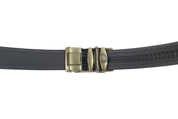 Men Premium Comfort Fit Antique Gold Solid Gear PU Belt - Image 3