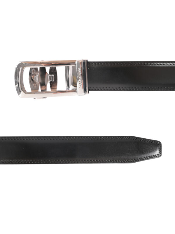 Men Premium Comfort Fit Chrome Color Solid Gear PU Belt - Image 2