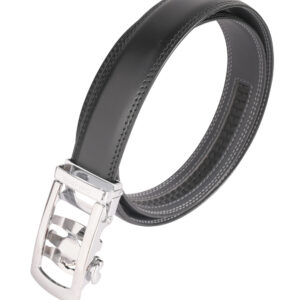 Men Premium Comfort Fit Chrome Color Solid Gear PU Belt