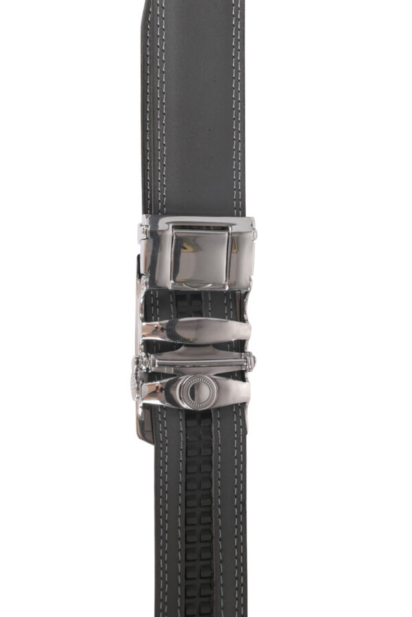 Men Premium Comfort Fit Chrome Color Solid Gear PU Belt - Image 4