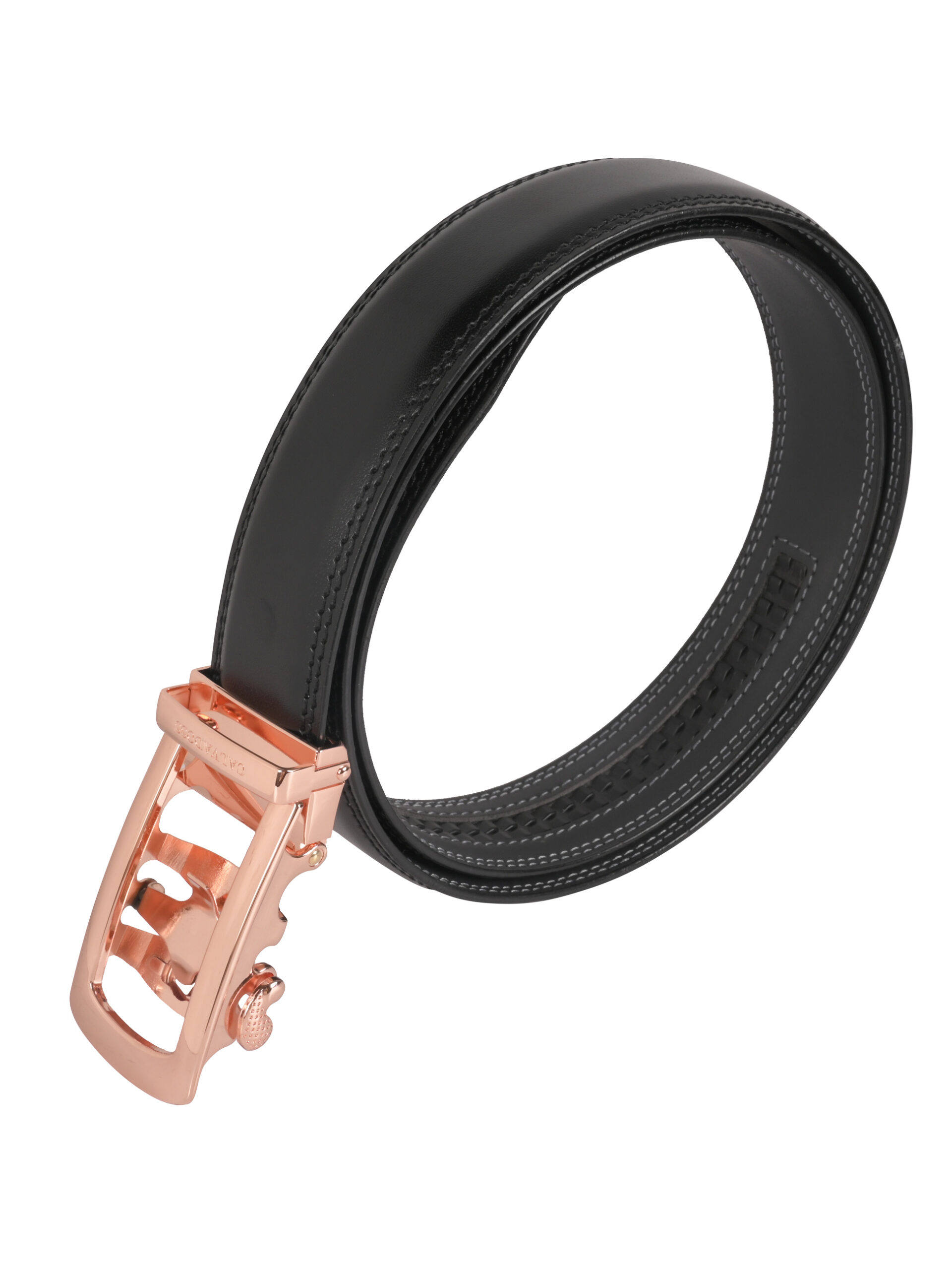 Men Premium Comfort Fit Rose Gold Solid Gear PU Belt