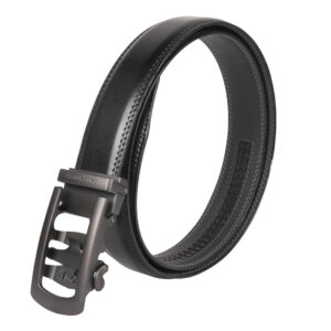 Men Premium Comfort Fit Mat Black Solid Gear PU Belt