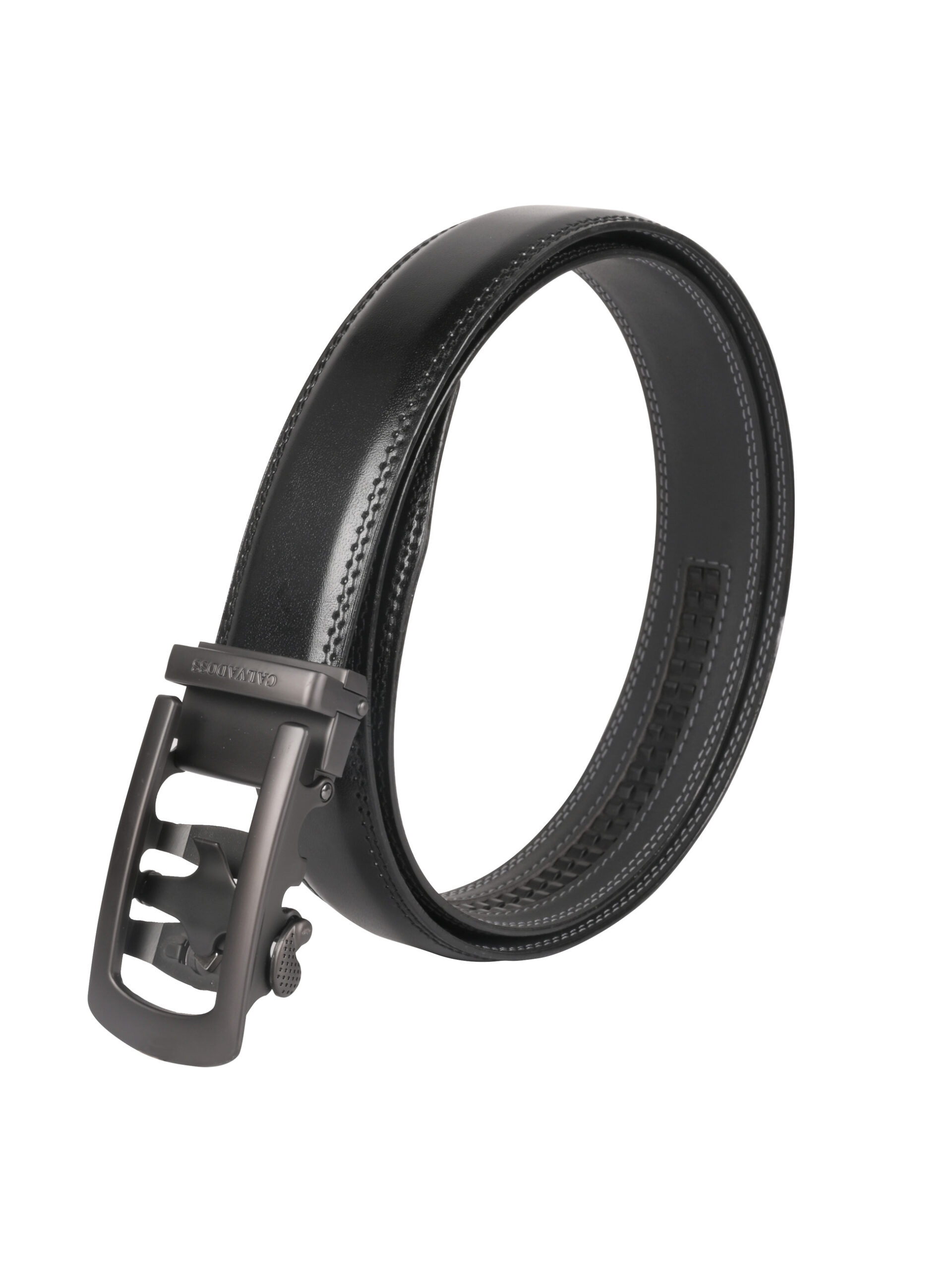 Men Premium Comfort Fit Mat Black Solid Gear PU Belt