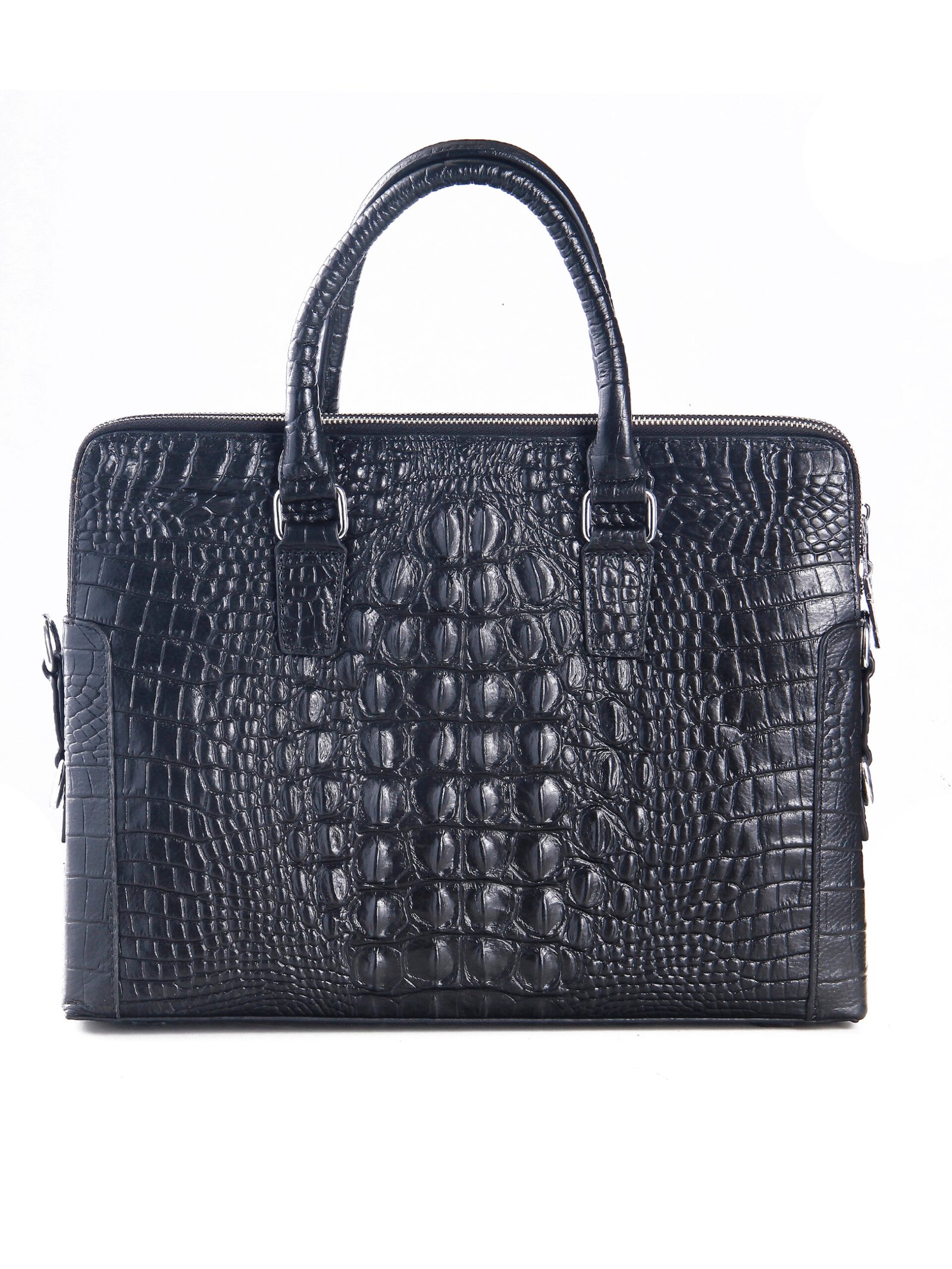 Men’s Up To 17 Inch Textured Leather Laptop Bag (Black)